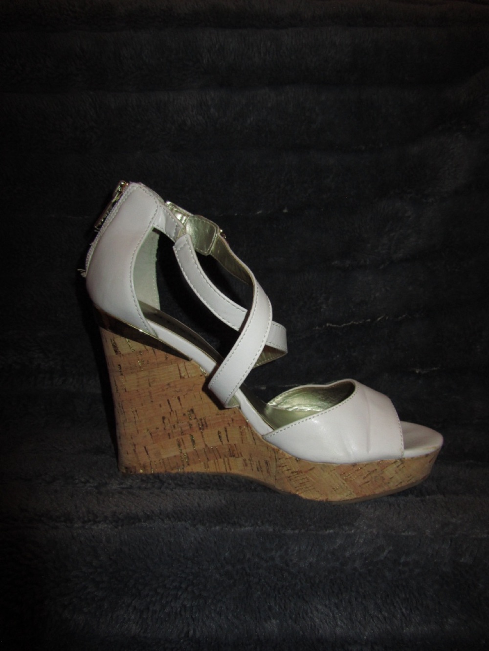 Vintage GUESS White Cork Wedge Sandals